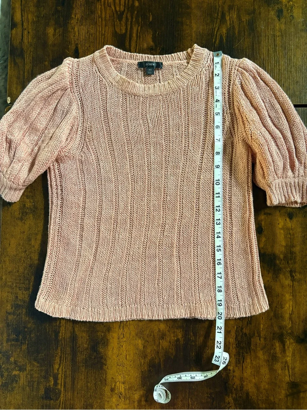 J.Crew 100% Linen Blush Pink Puff Sleeve Sweater XS